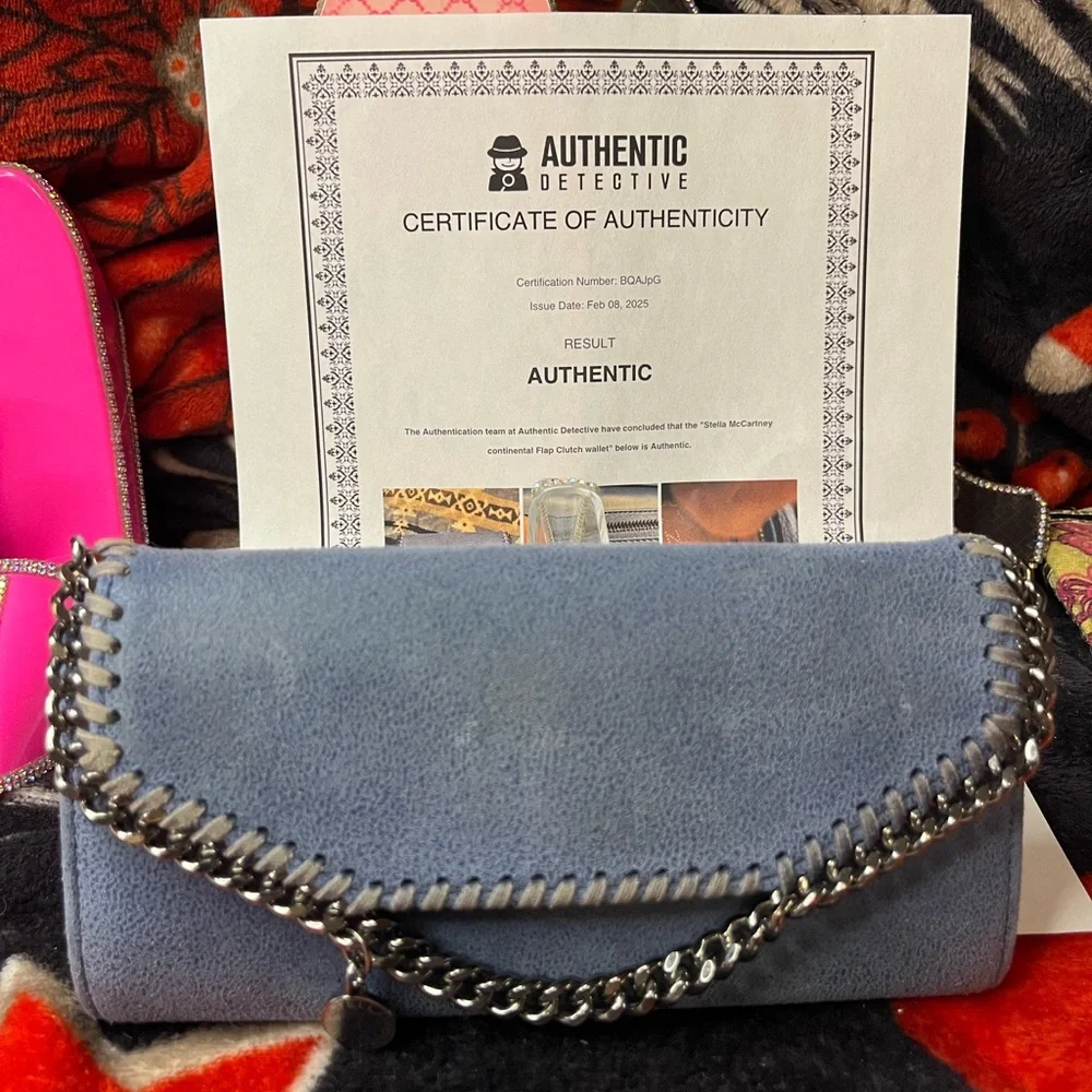 Stella McCartney EUC COA* Falabella Continental Flap Wallet Clutch -Cyan . - Picture 1 of 17
